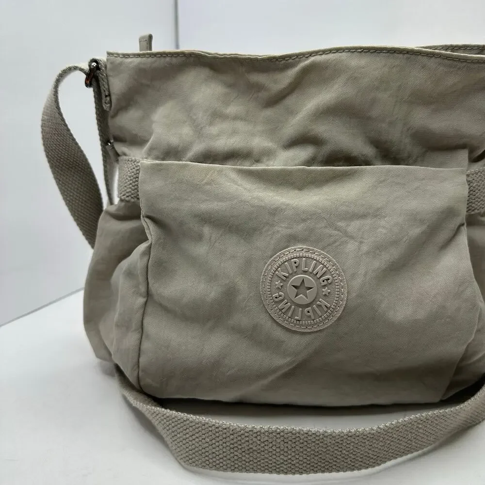 Kipling Addison Small Crossbody Bag Grey/Sage Nylon Adjustable Strap Neutral